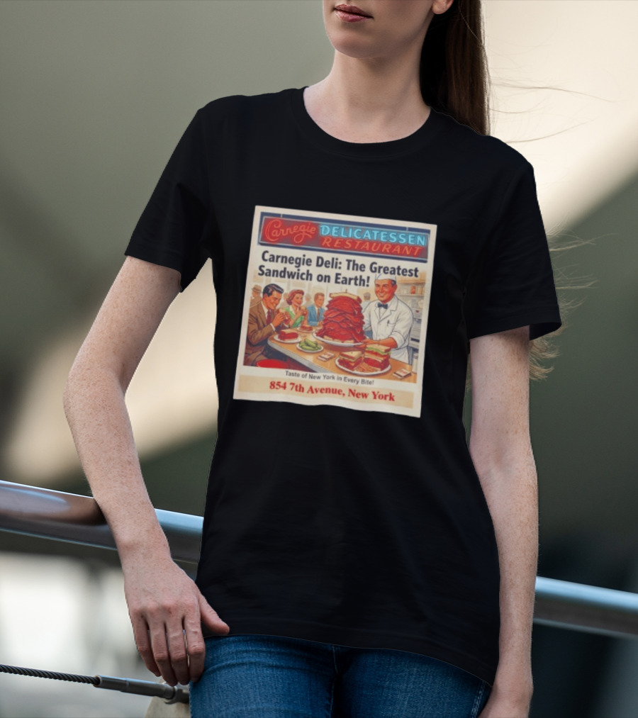 Carnegie Delicatessen Restaurant Carnegie Deli The Greatest Sandwich On Earth 854 7th Avenue New York T-Shirt