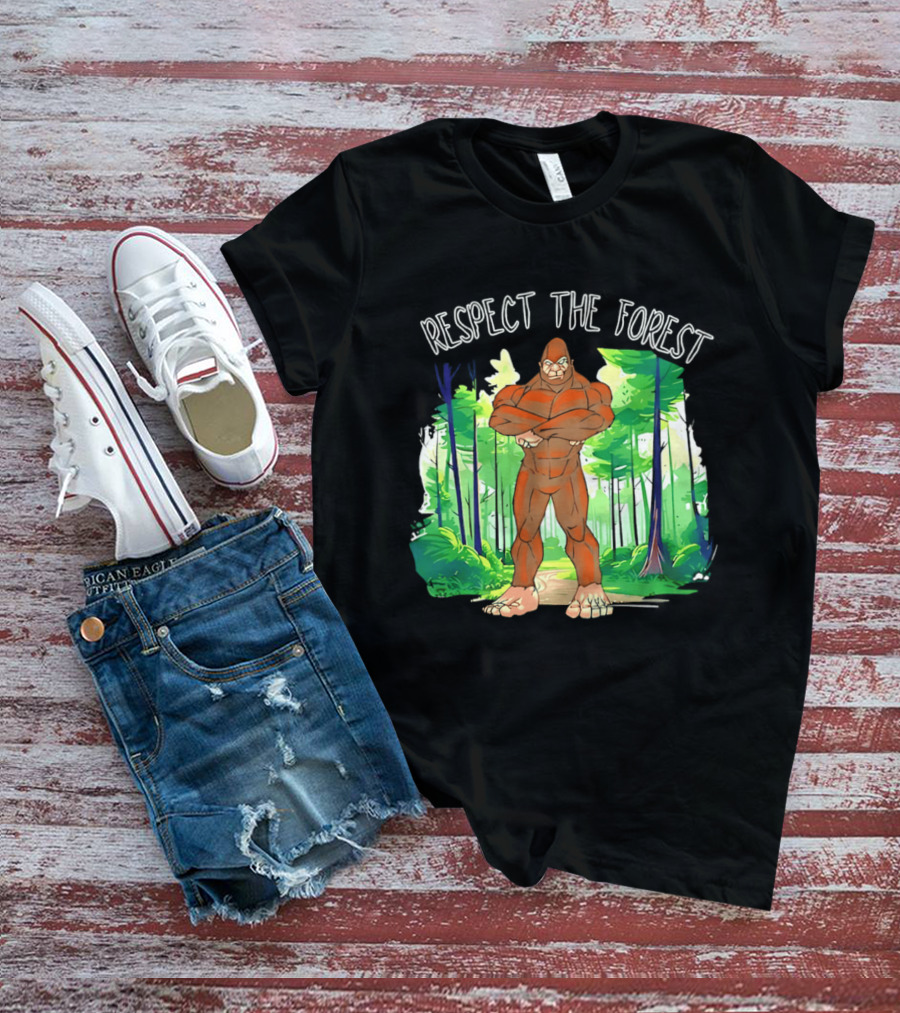 Respect The Forest Bigfoot Cartoon T-Shirt
