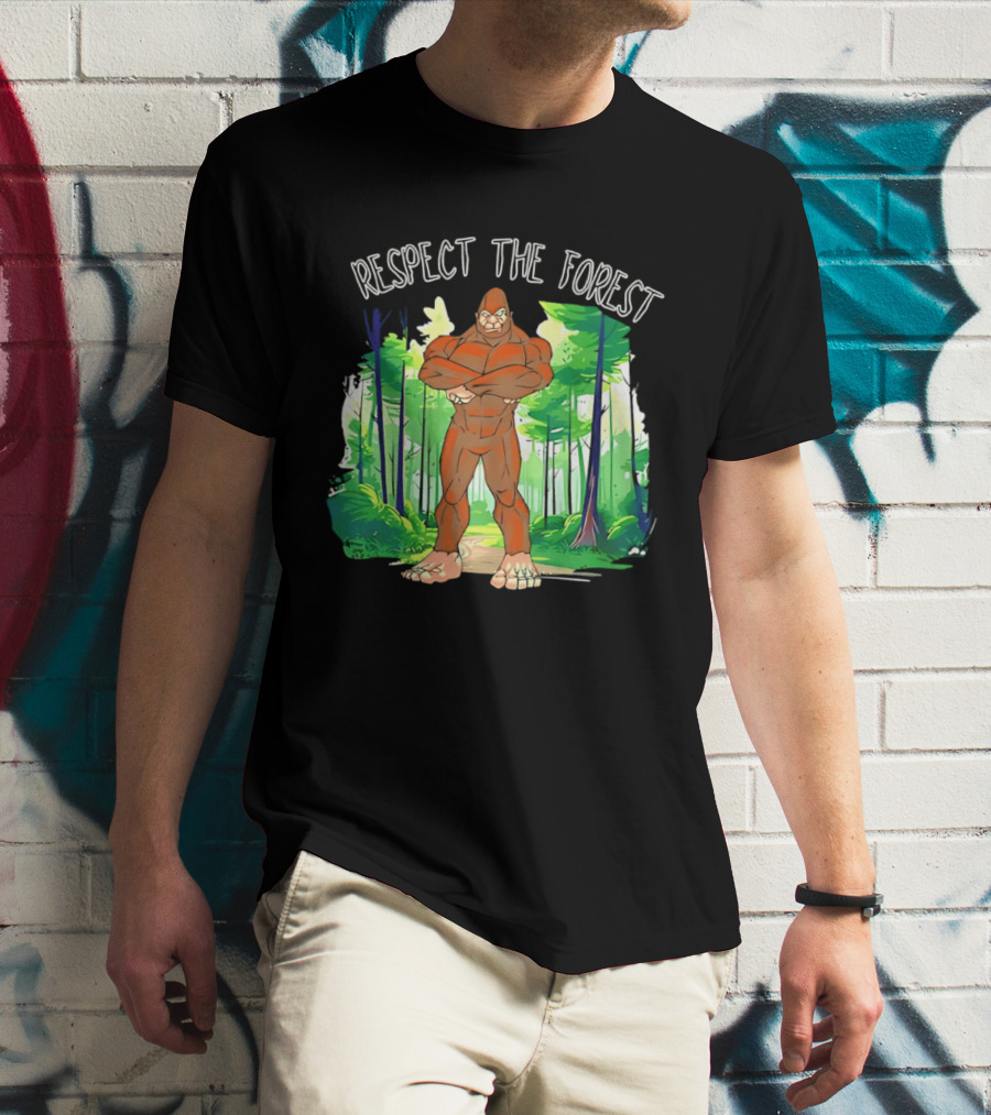 Respect The Forest Bigfoot Cartoon T-Shirt