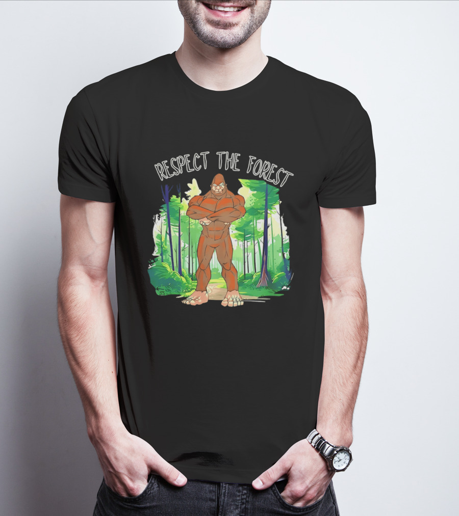 Respect The Forest Bigfoot Cartoon T-Shirt