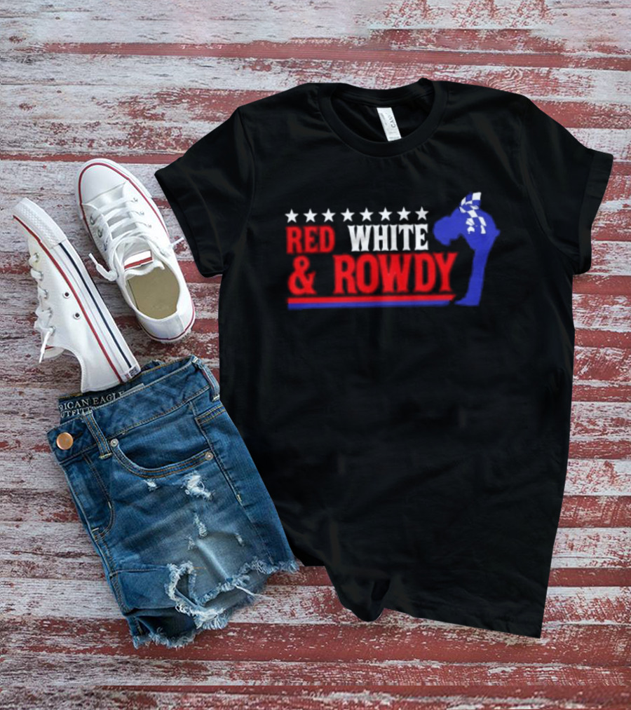 Red White & Rowdy Kyle Busch Racing Stars And Checkered Flag T-Shirt