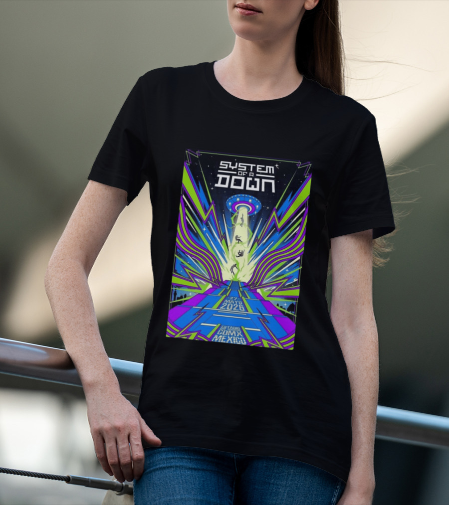 System Of A Down Mexico City Tour May 27 2026 Alien Beam T-Shirt