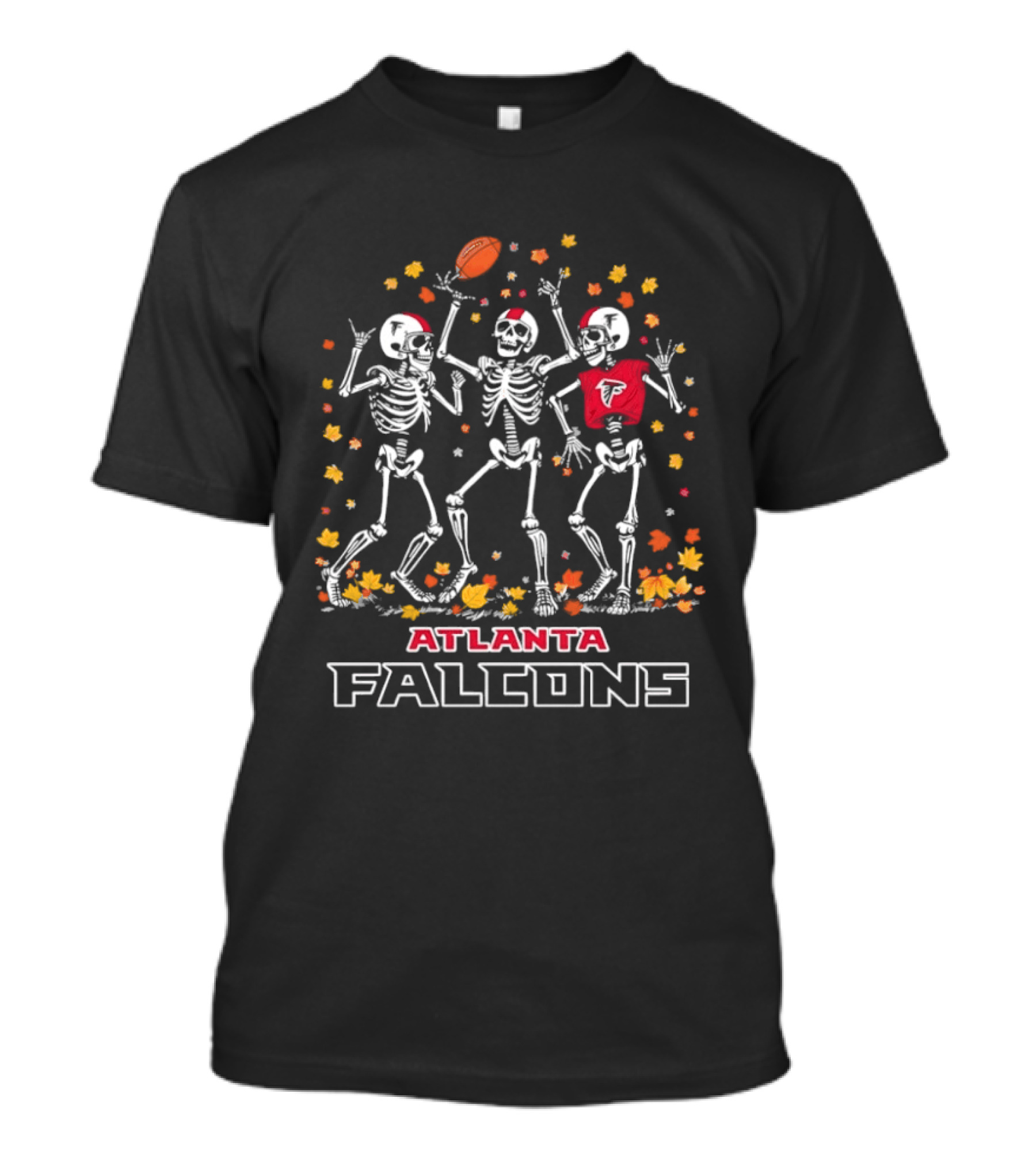 Atlanta Falcons Halloween Skeletons Football Leaves Play T-Shirt