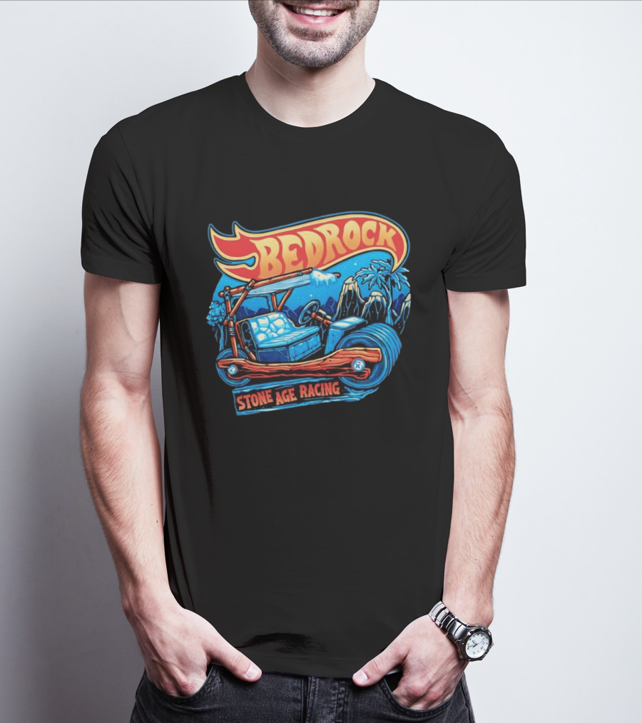 Bedrock Stone Age Racing Flintstones Vintage Car Adventure T-Shirt