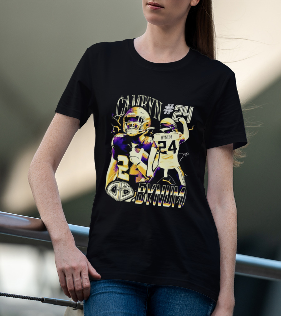 Camryn #24 Bynum Vikings Football Player Lightning T-Shirt