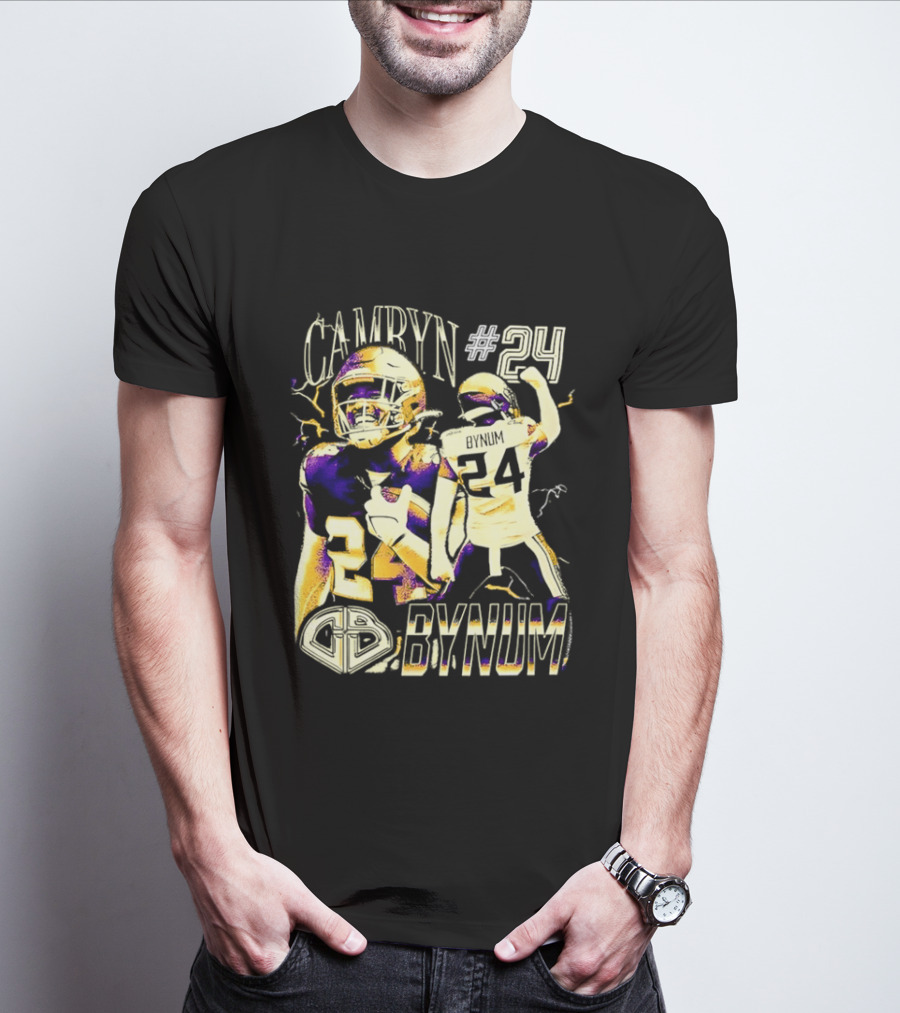 Camryn #24 Bynum Vikings Football Player Lightning T-Shirt