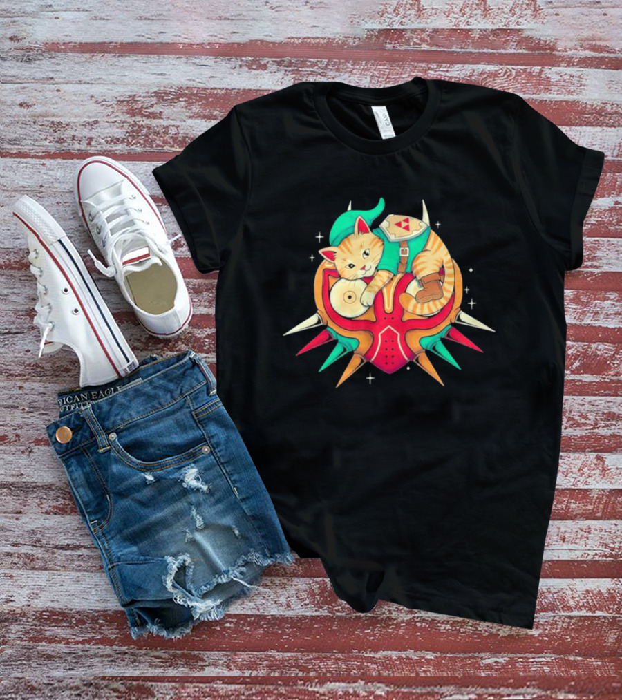 Legend Of Zelda Cat Link Majora's Mask Video Game T-Shirt