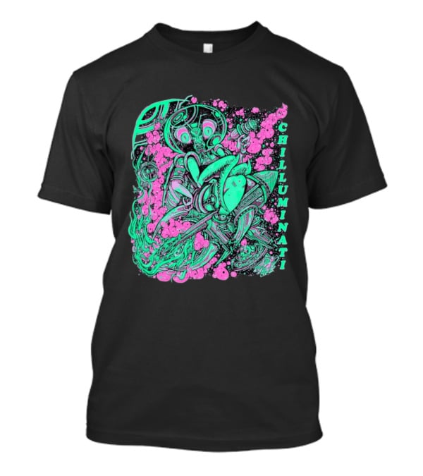 Chilluminati Alien Mantid Retro Comic Style Psychedelic T-Shirt