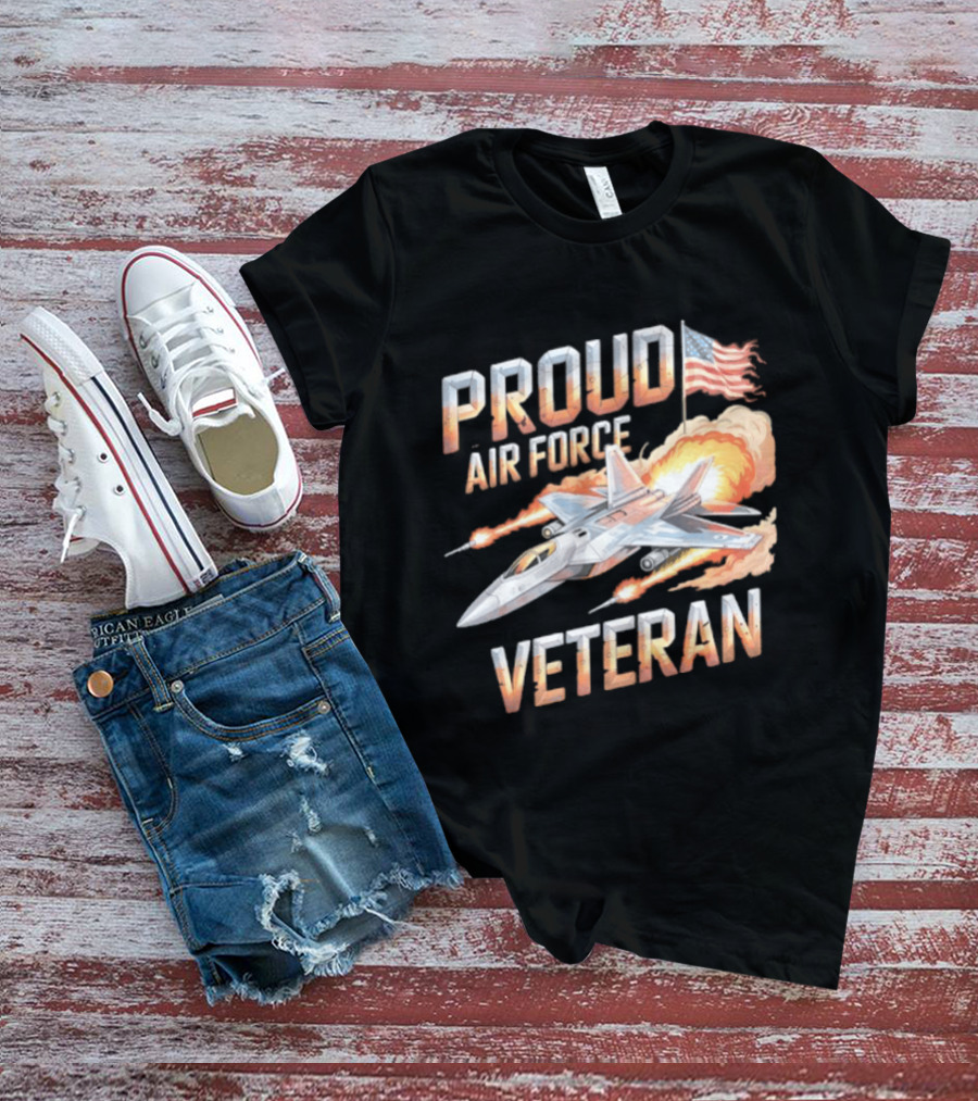 Proud Air Force Veteran F 22 Raptor America Flag T-Shirt