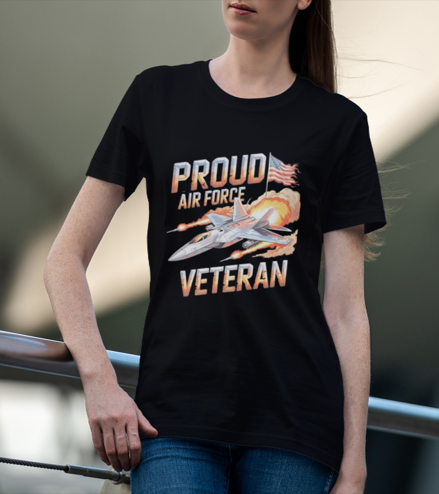 Proud Air Force Veteran F 22 Raptor America Flag T-Shirt