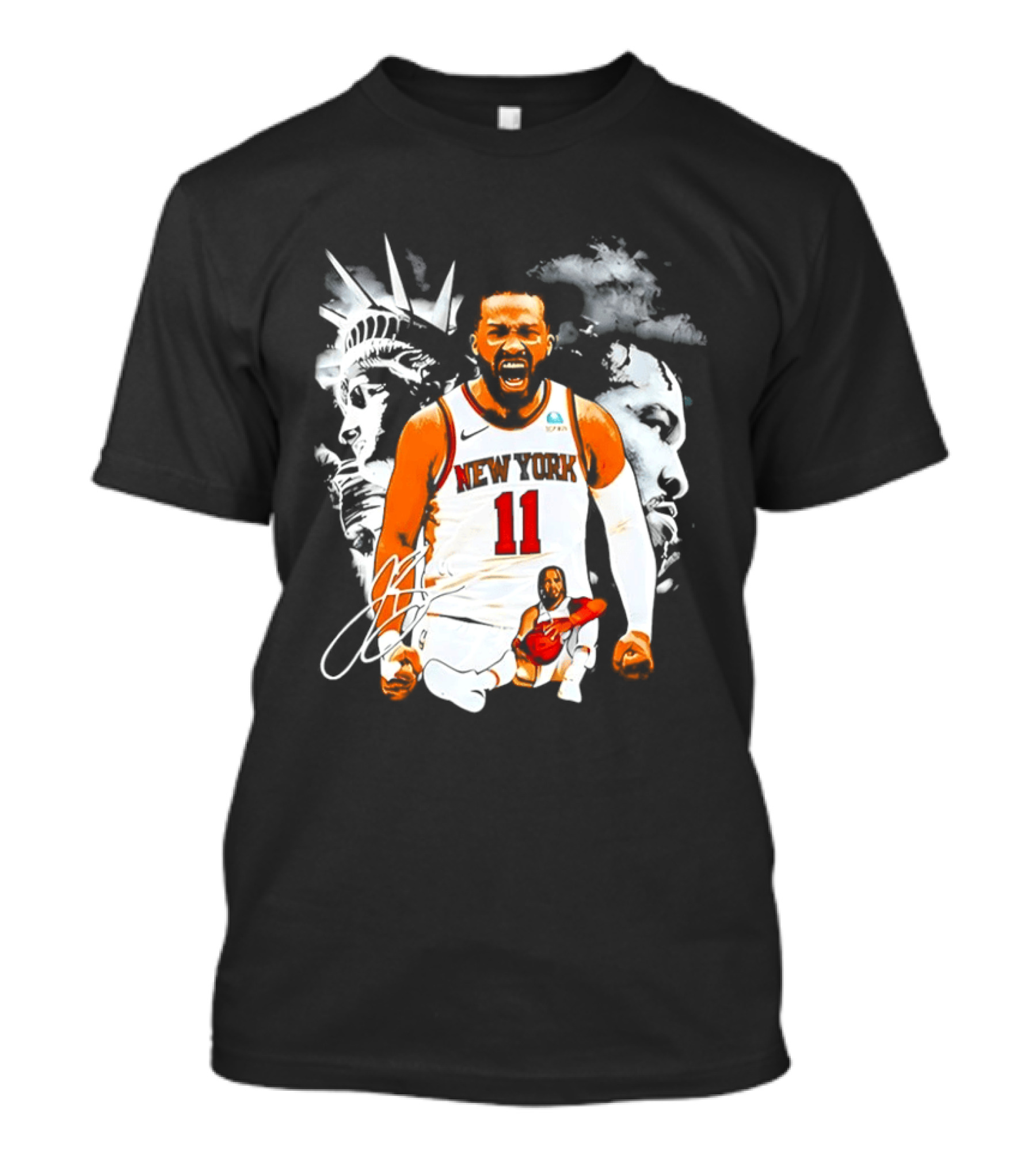 New York 11 Jalen Brunson Statue Of Liberty Basketball Player Image T-Shirt