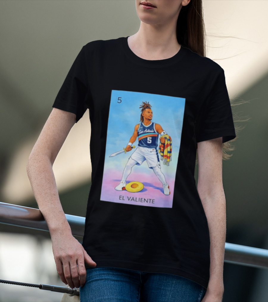 San Antonio Spurs El Valiente Stephon Castle Lotería Card T-Shirt