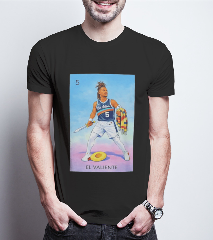 San Antonio Spurs El Valiente Stephon Castle Lotería Card T-Shirt