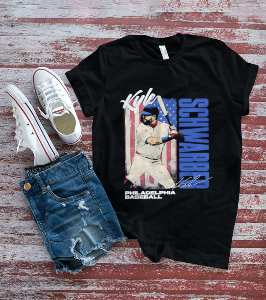 Kyle Schwarber American Flag Philadelphia Baseball T-Shirt