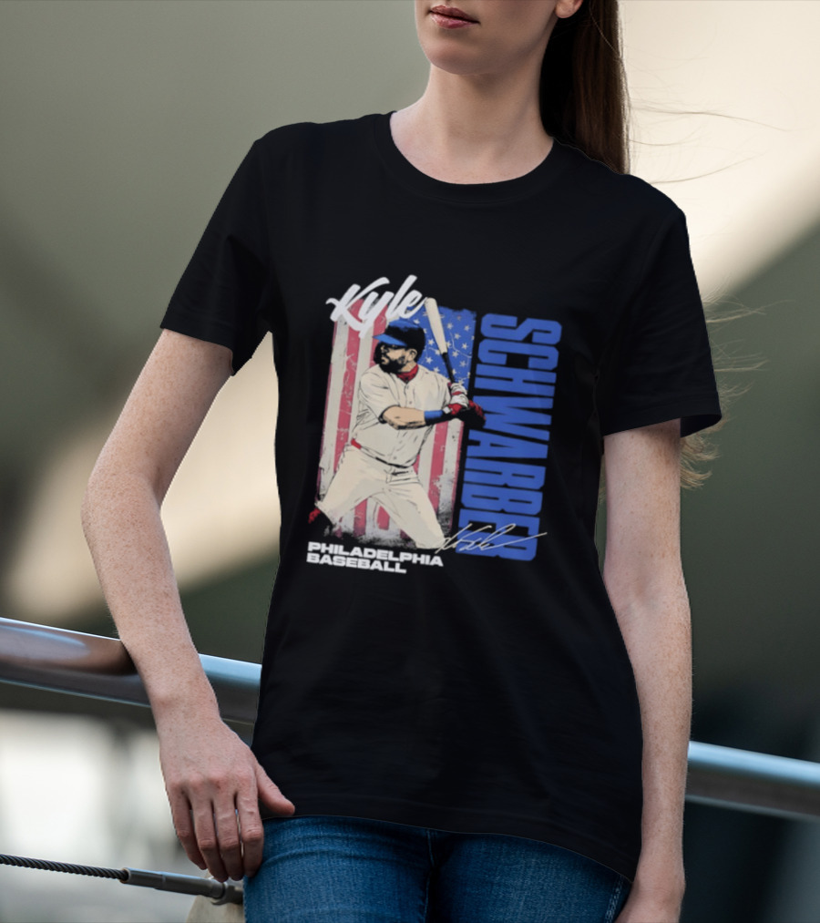 Kyle Schwarber American Flag Philadelphia Baseball T-Shirt