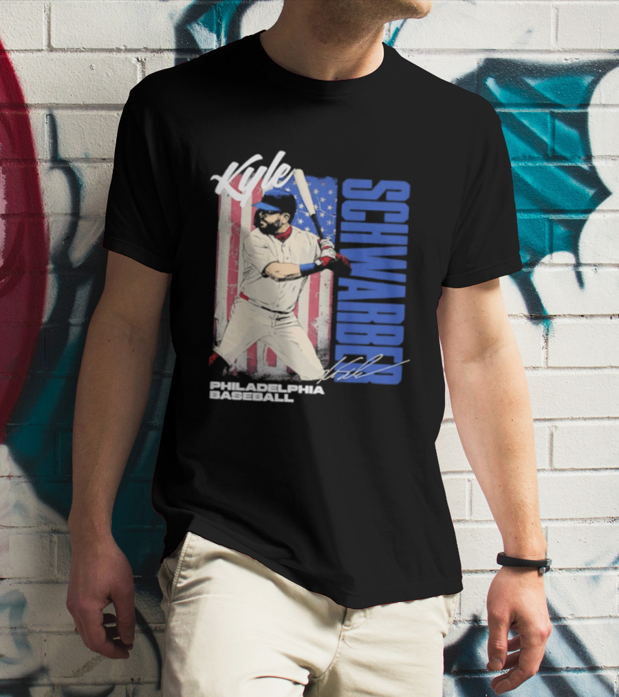 Kyle Schwarber American Flag Philadelphia Baseball T-Shirt
