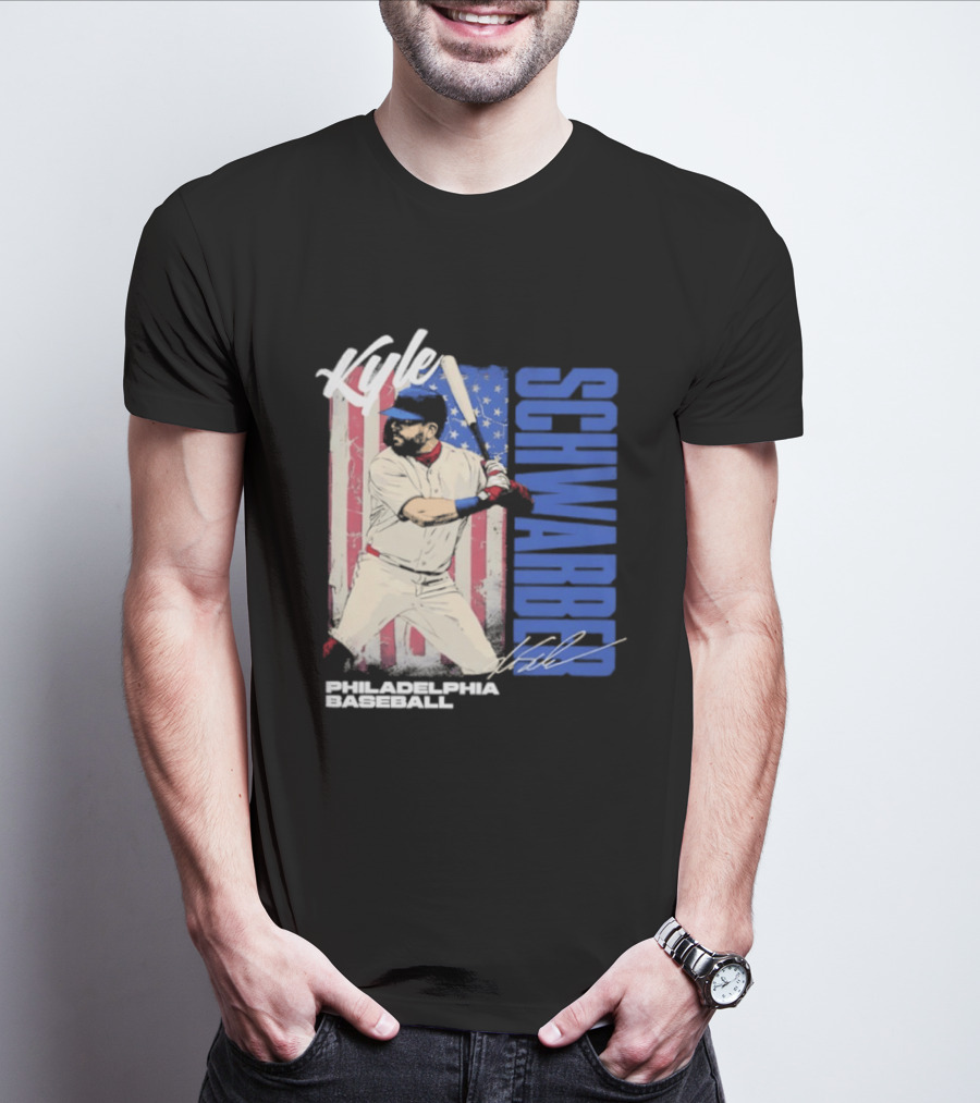 Kyle Schwarber American Flag Philadelphia Baseball T-Shirt