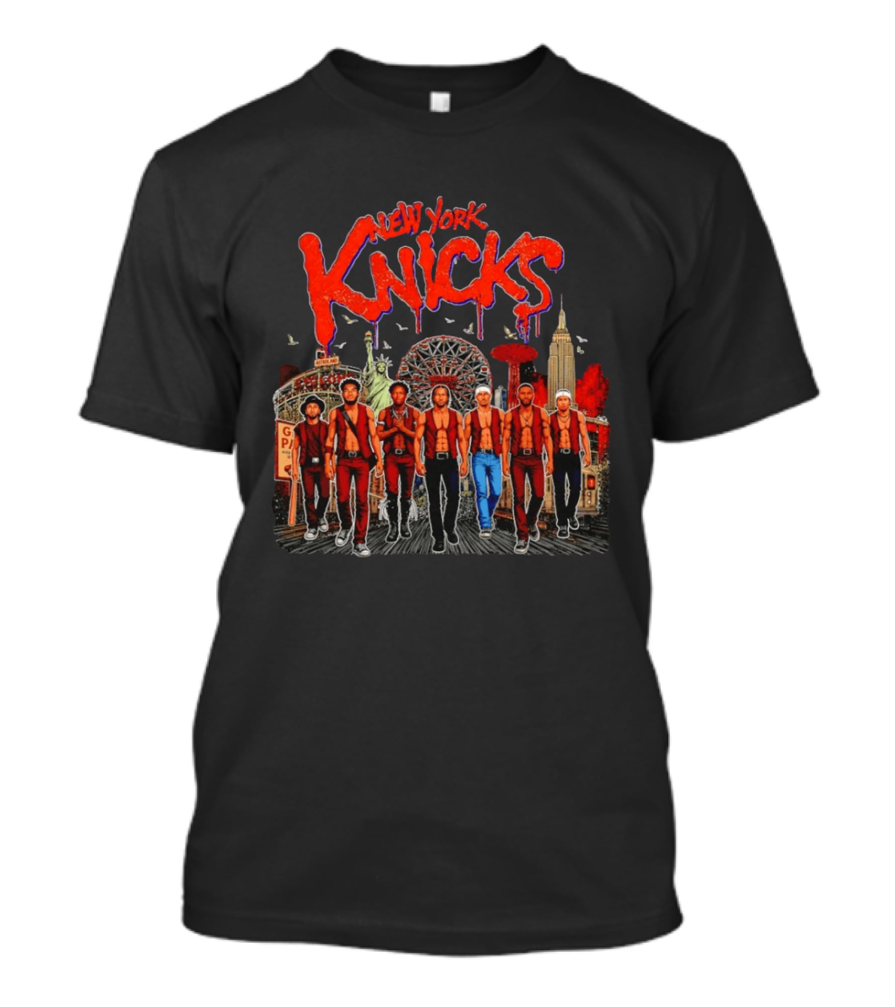New York Knicks Warriors Coney Island Empire State Building Skyline T-Shirt