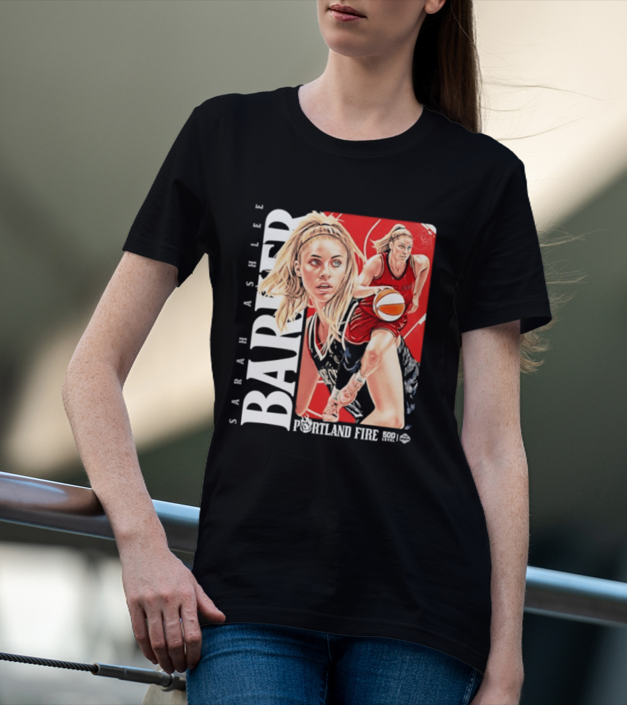 Sarah Ashlee Barker Portland Fire WNBA Basketball Player Action T-Shirt