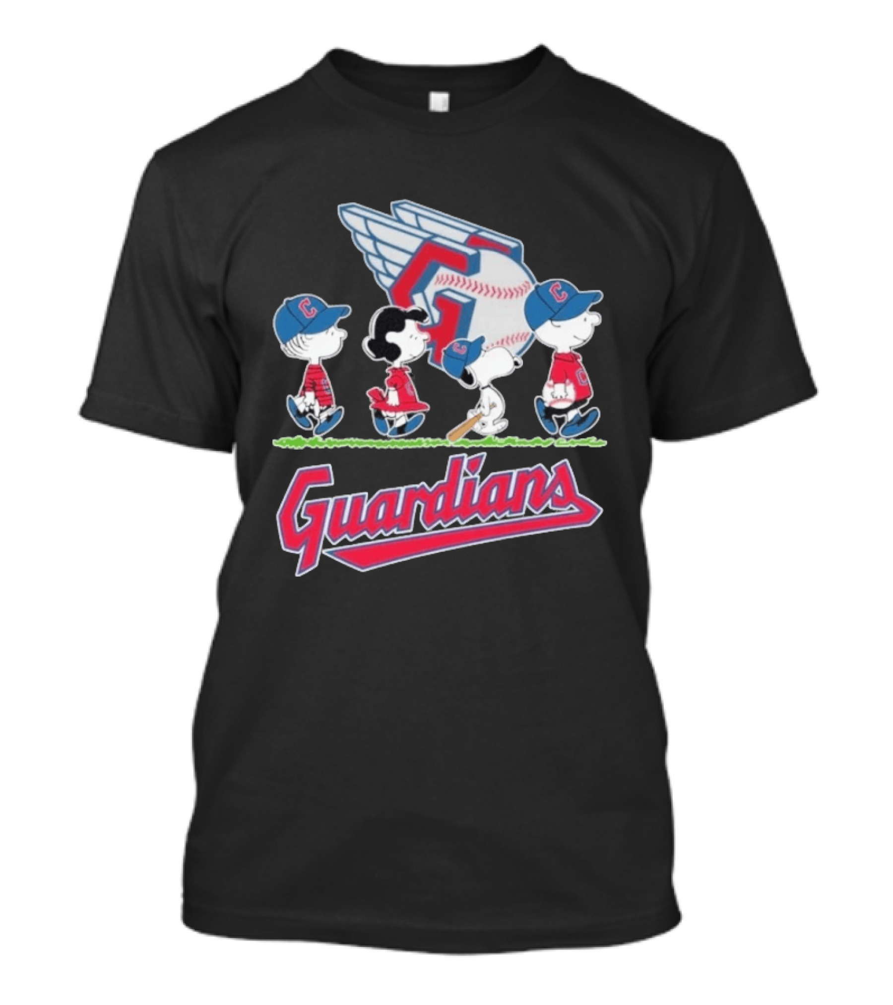 2026 Guardians Peanuts Characters Walking Abbey Road Baseball T-Shirt