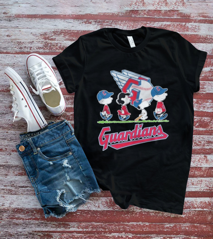 2026 Guardians Peanuts Characters Walking Abbey Road Baseball T-Shirt