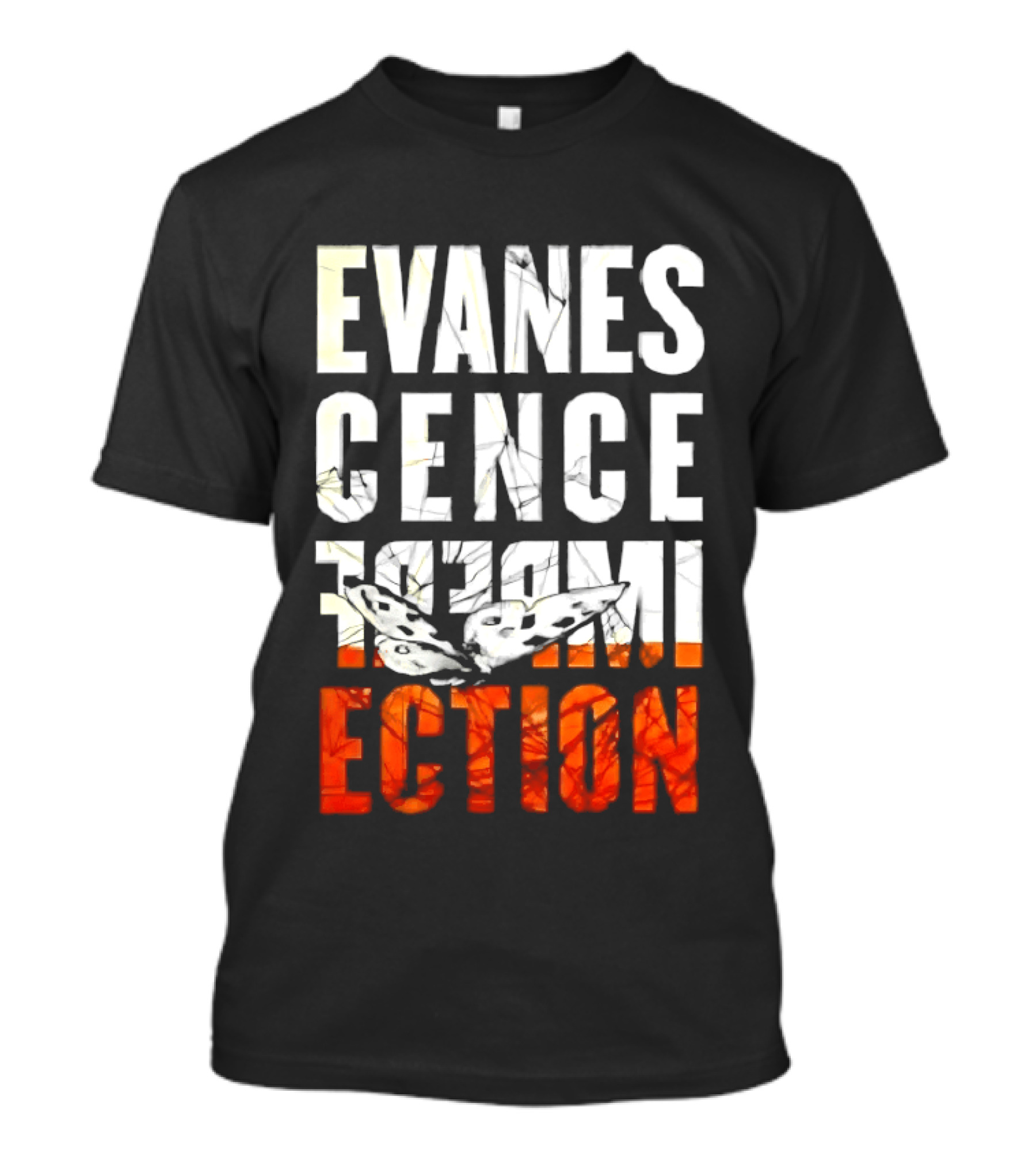 Evanescence Imperfection Butterfly White Text Orange Gradient T-Shirt