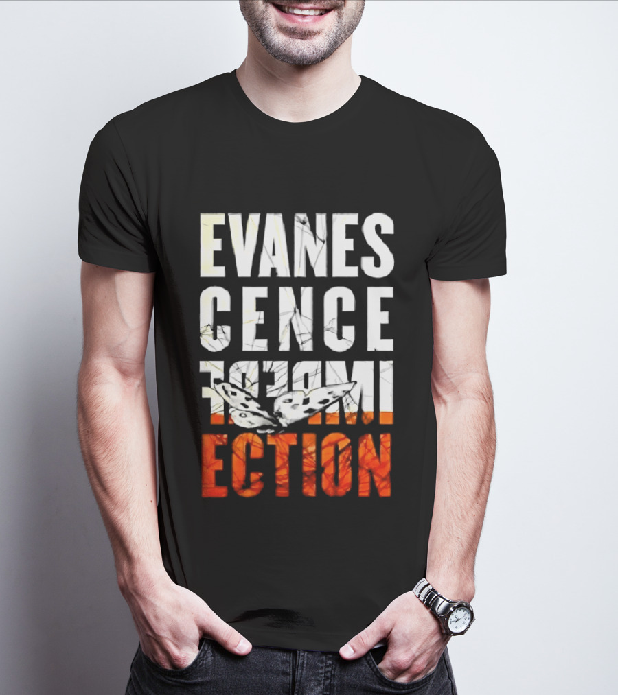 Evanescence Imperfection Butterfly White Text Orange Gradient T-Shirt