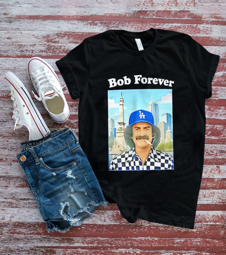 Bob Forever Los Angeles Dodgers Skyline Checkerboard Hat T-Shirt