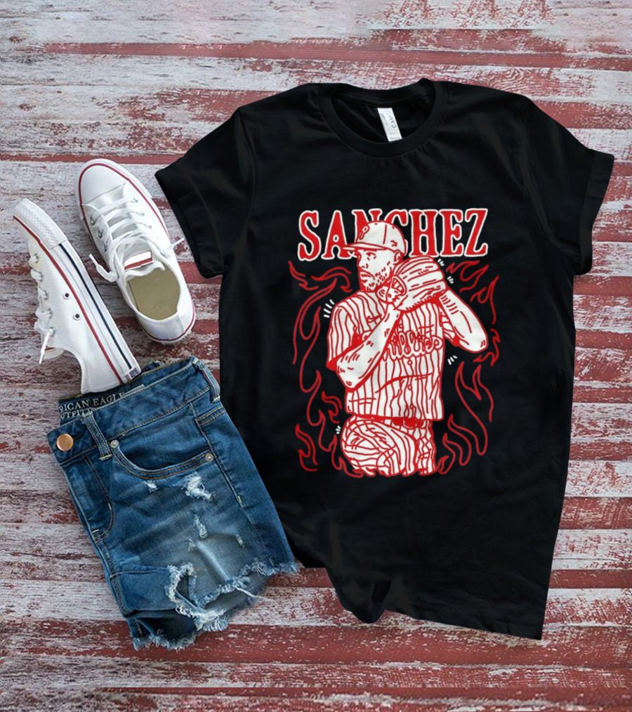 Cristopher Sanchez Philadelphia Phillies Flame Pitcher T-Shirt