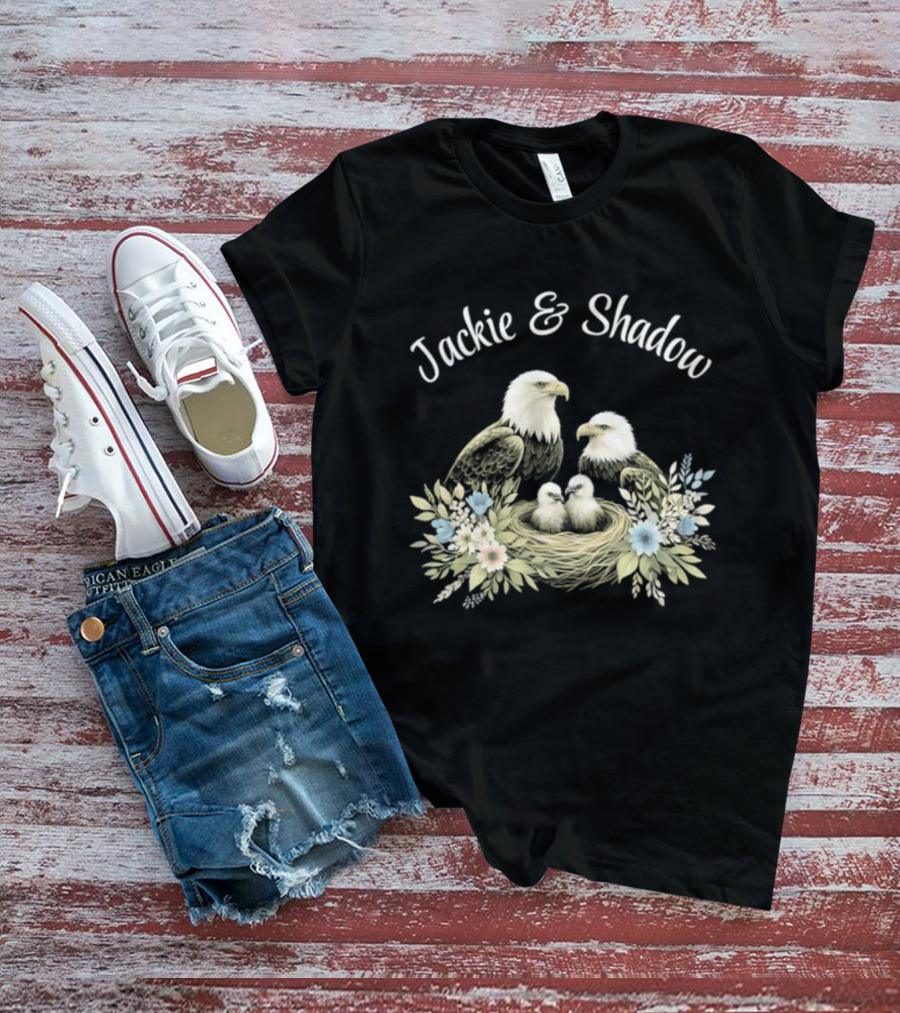 Jackie & Shadow Eagles With Nest And Flowers T-Shirt