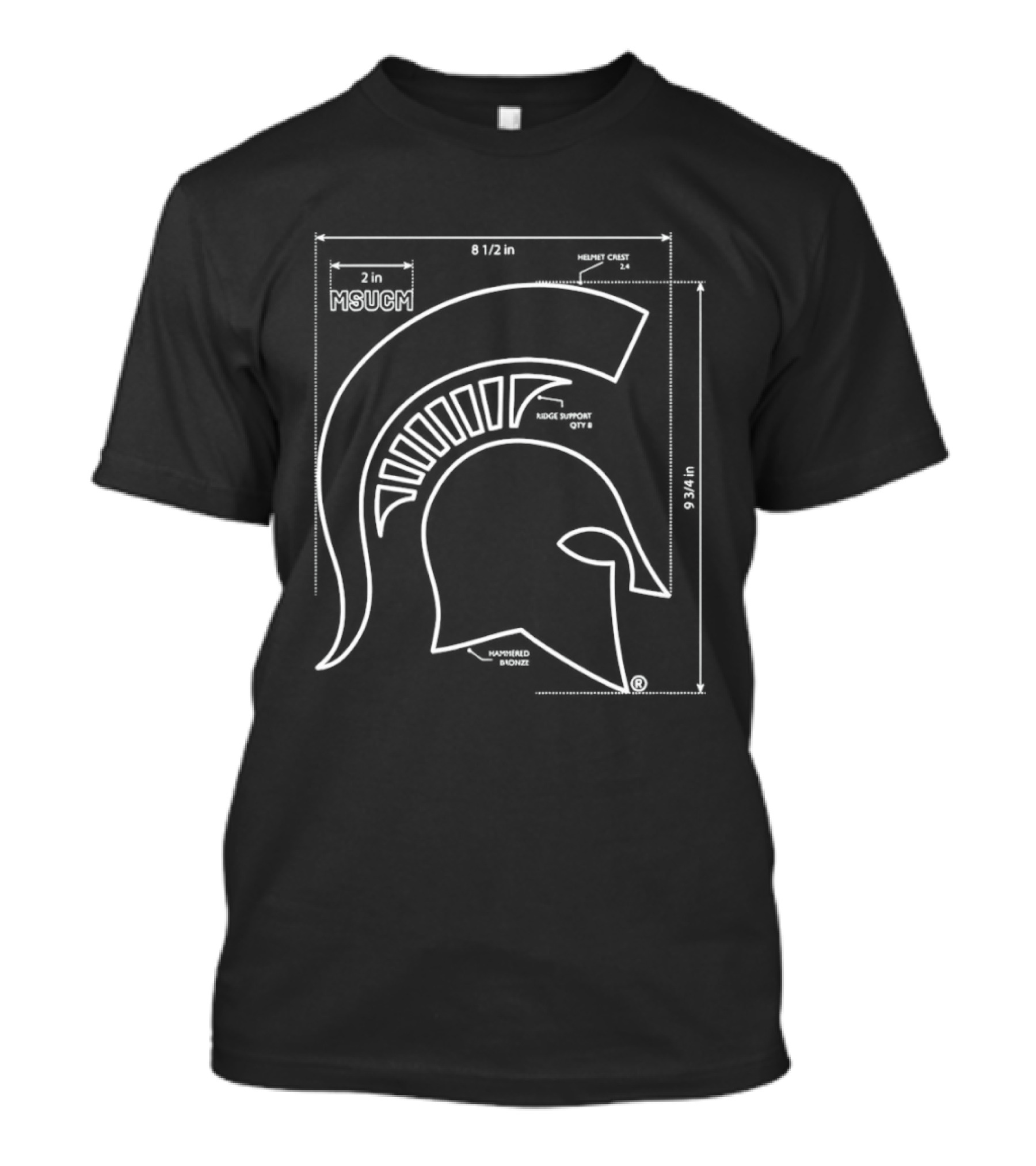 Michigan State Spartans MSUCM Helmet Crest Ridge Support Hammered Bronze Blueprint T-Shirt