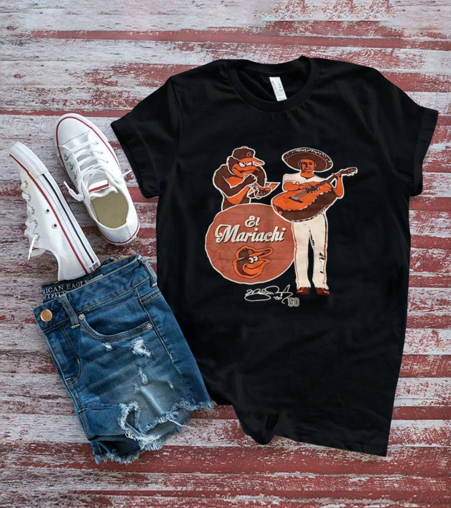 Miguel Gonzalez Baltimore Orioles El Mariachi Guitar Trumpet Player Series 22 50 T-Shirt