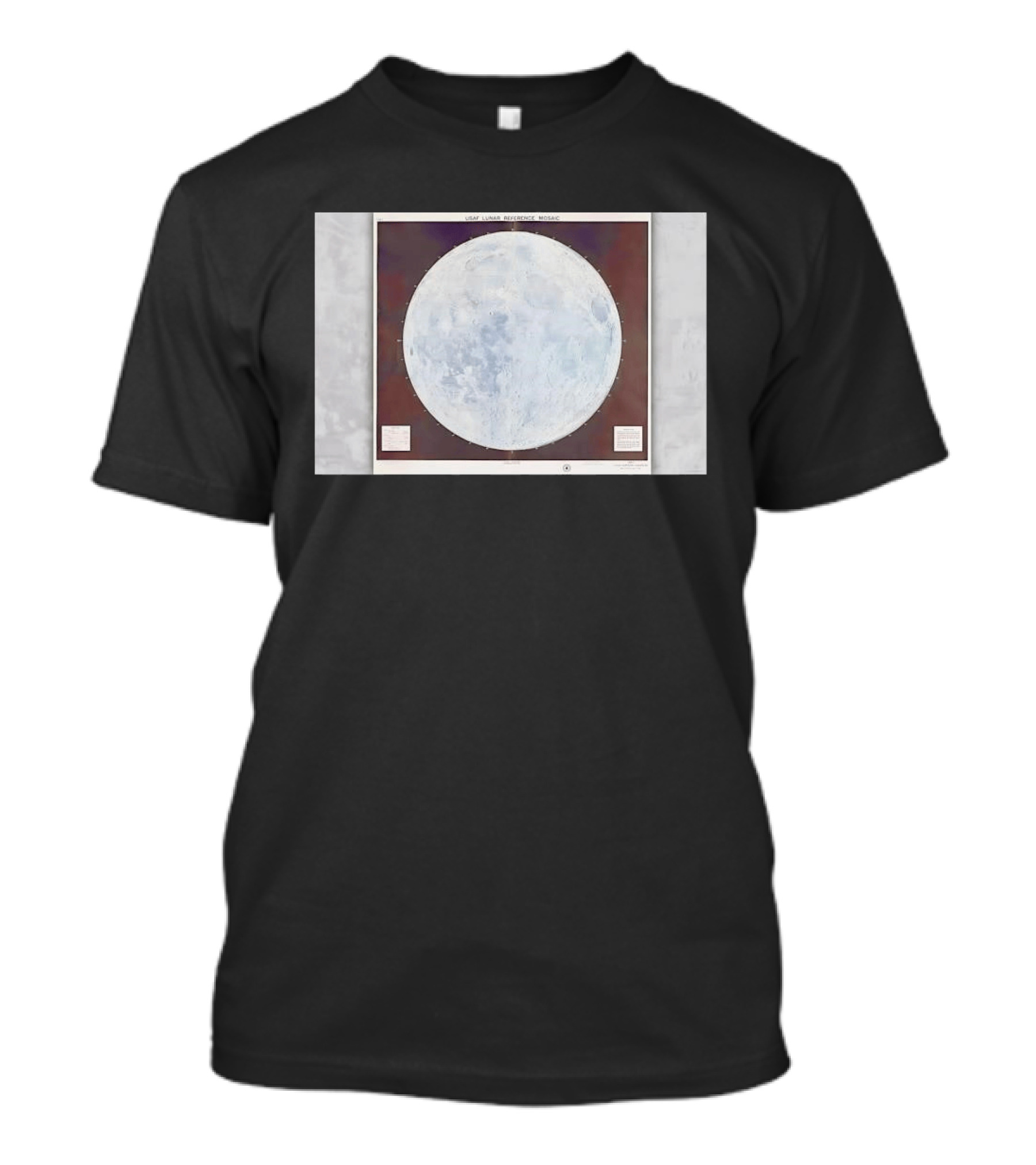 USAF Lunar Reference Mosaic Synodic Hemisphere Moon Globe T-Shirt