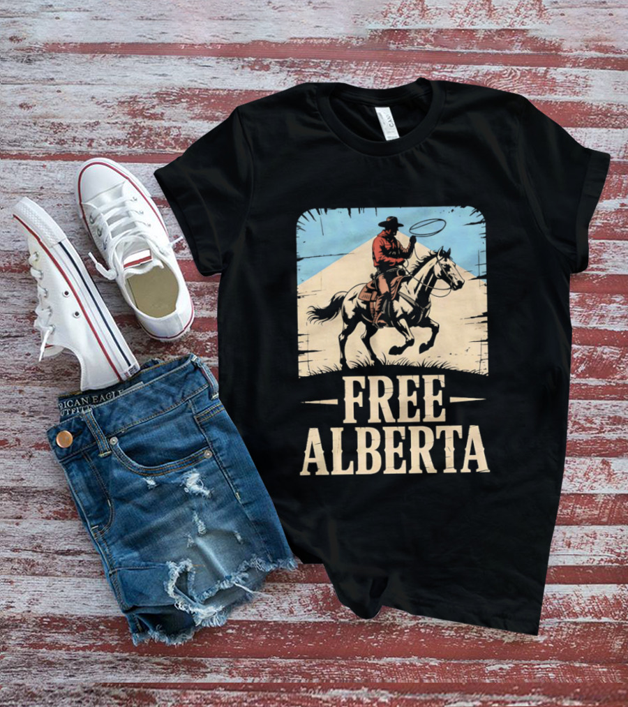 Prairie Man Lasso Figure Free Alberta T-Shirt