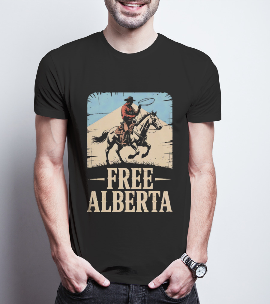 Prairie Man Lasso Figure Free Alberta T-Shirt