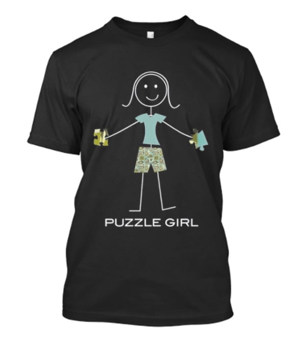 Puzzle Girl Stick Figure Holding Pieces T-Shirt