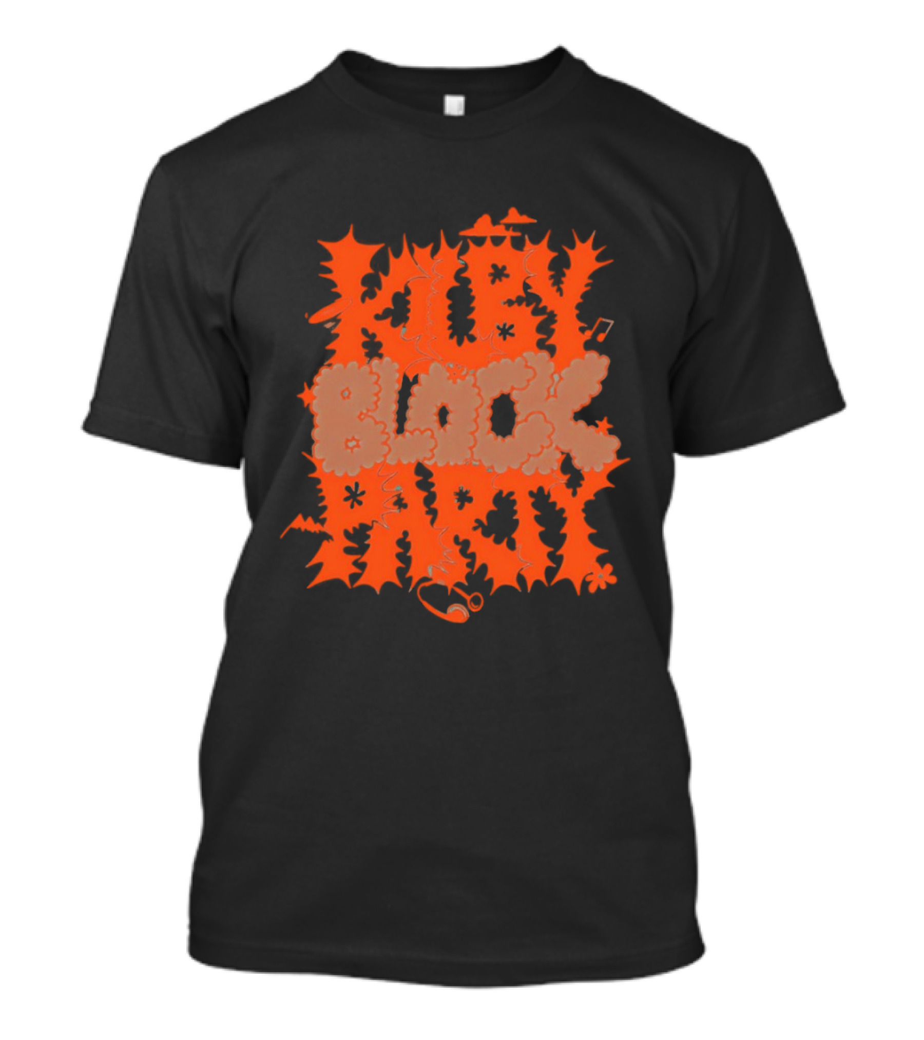 Ruby Block Party Music Notes Record Headphones Stars Clouds Bat Flower T-Shirt