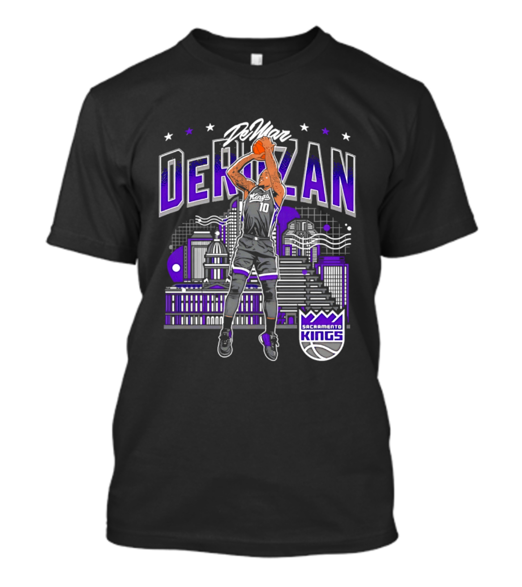DeMar DeRozan Sacramento Kings Number 10 Skyline Basketball T-Shirt