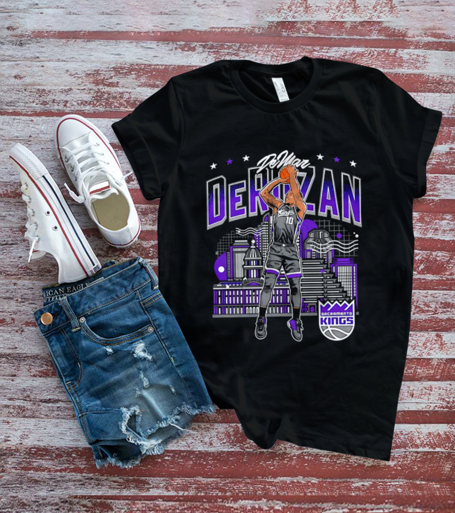DeMar DeRozan Sacramento Kings Number 10 Skyline Basketball T-Shirt