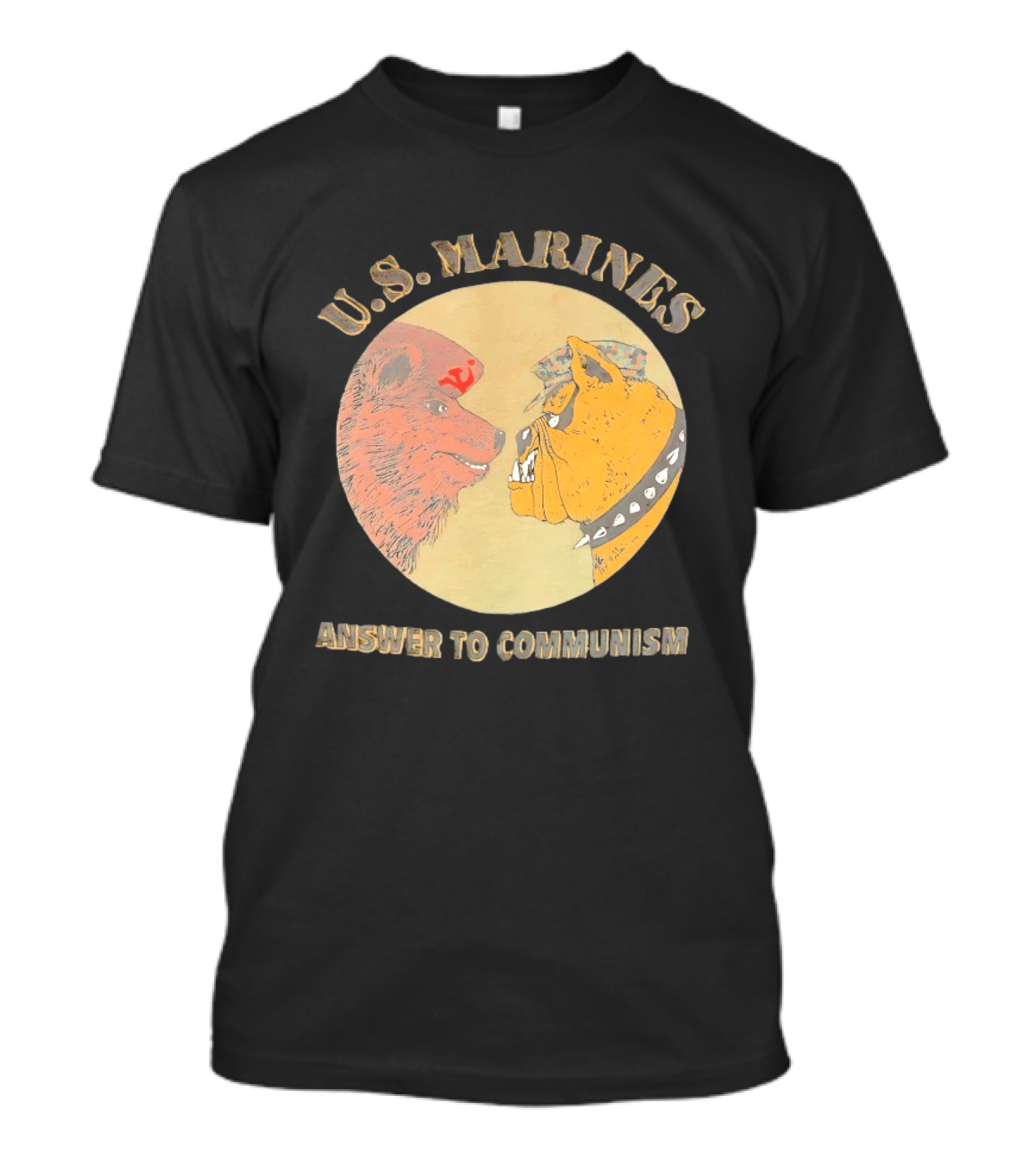 U.S. Marines Answer To Communism Soviet Bear Versus Marine Bulldog T-Shirt