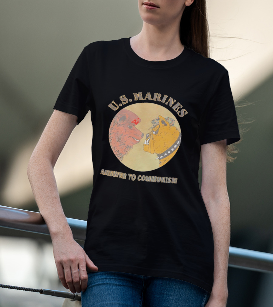 U.S. Marines Answer To Communism Soviet Bear Versus Marine Bulldog T-Shirt