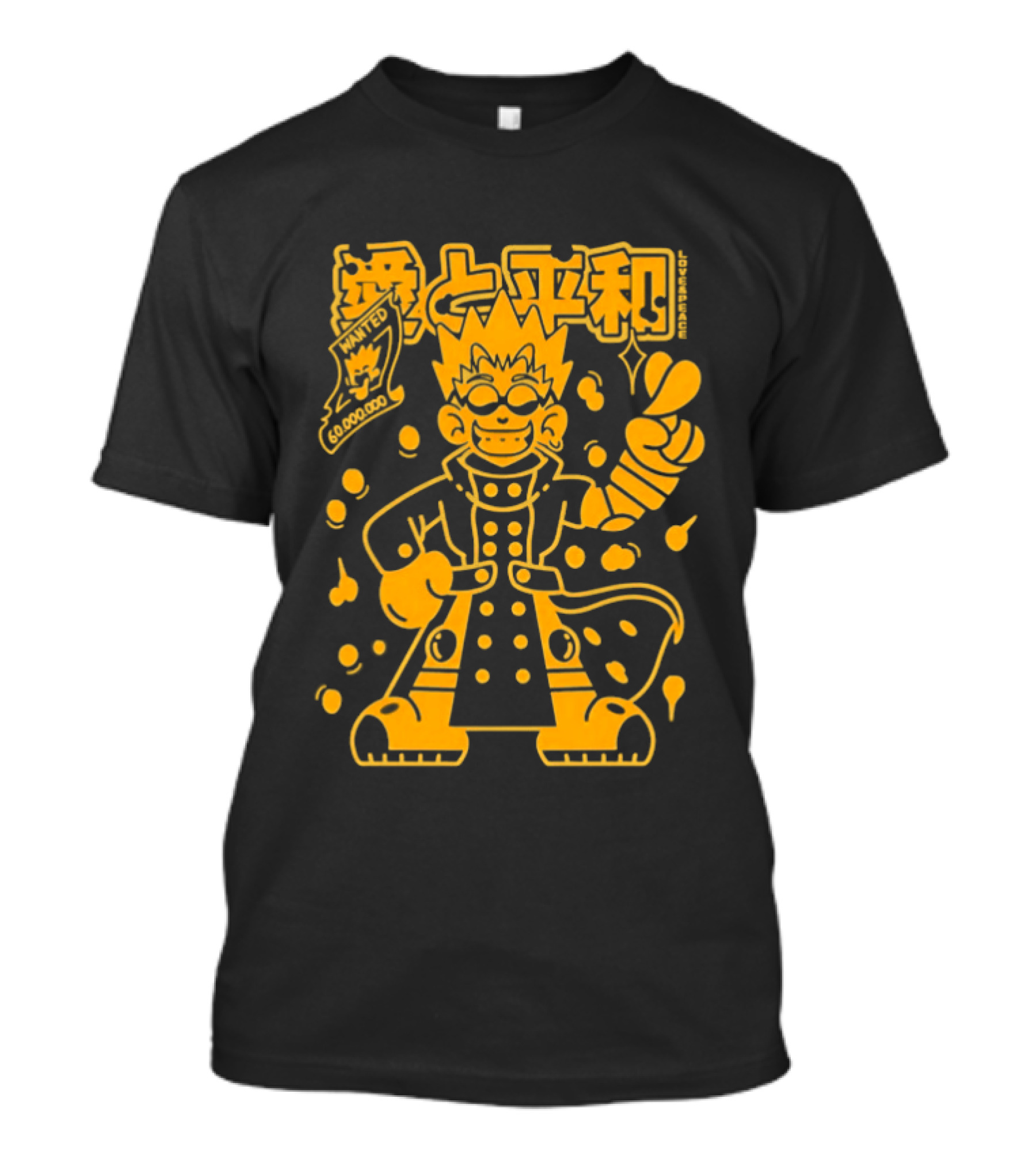 Vash The Stampede Trigun Love And Peace Japanese Text Anime T-Shirt