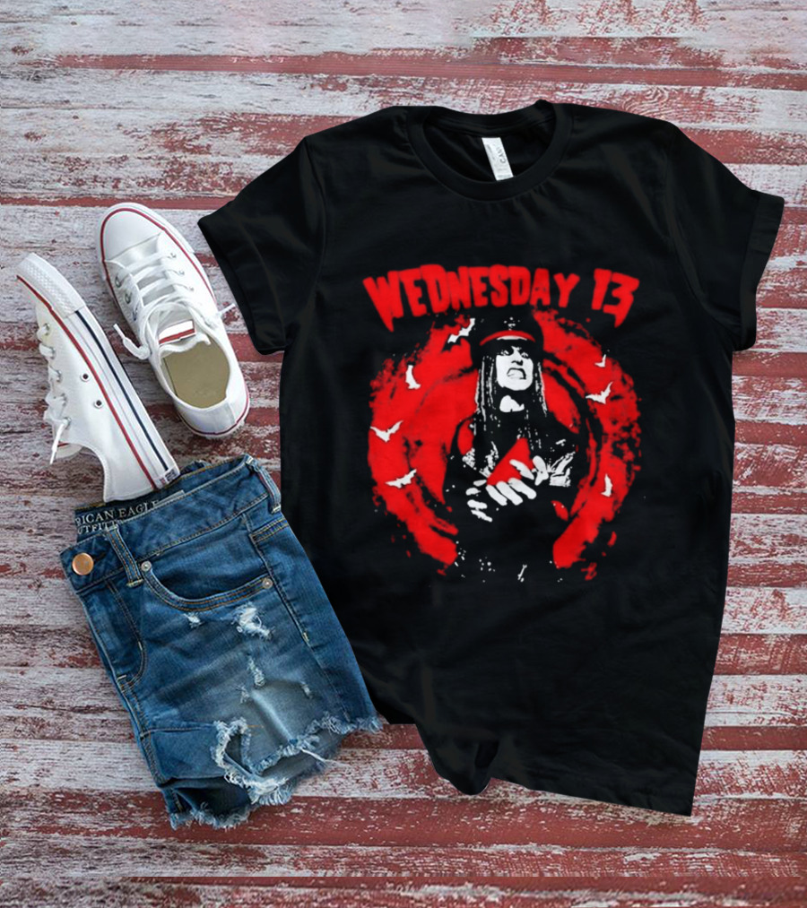 Wednesday 13 Devil Made Me Do It Horror Gothic Bats T-Shirt