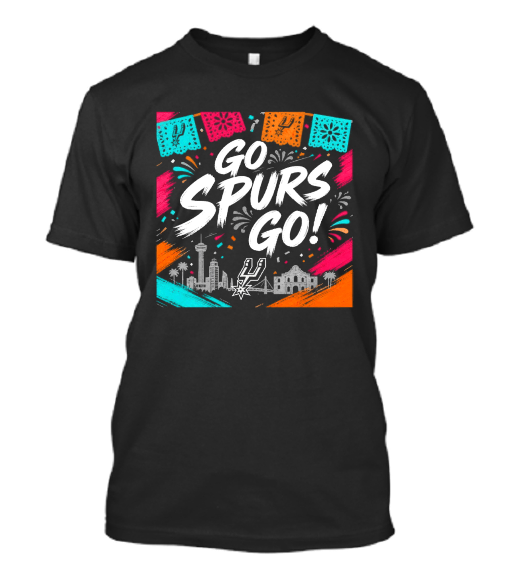 Go Spurs Go San Antonio Skyline Fiesta Celebration T-Shirt