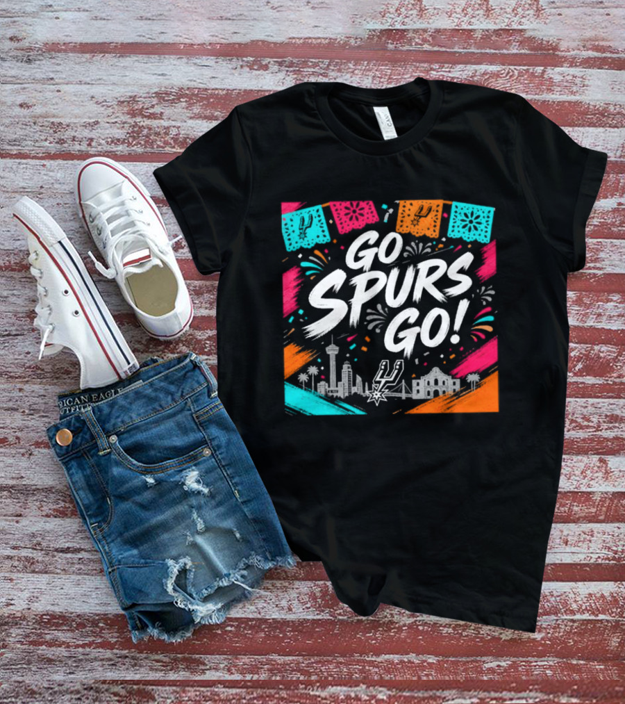 Go Spurs Go San Antonio Skyline Fiesta Celebration T-Shirt