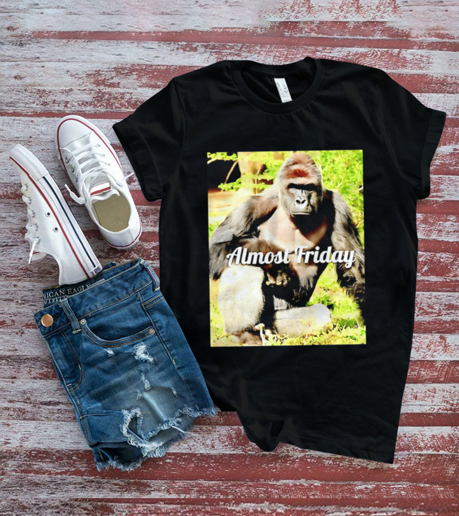 Almost Friday Gorilla Relaxing In Nature T-Shirt