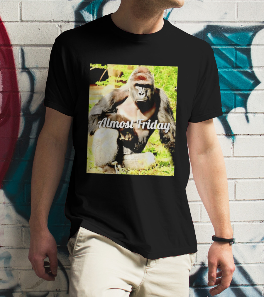 Almost Friday Gorilla Relaxing In Nature T-Shirt