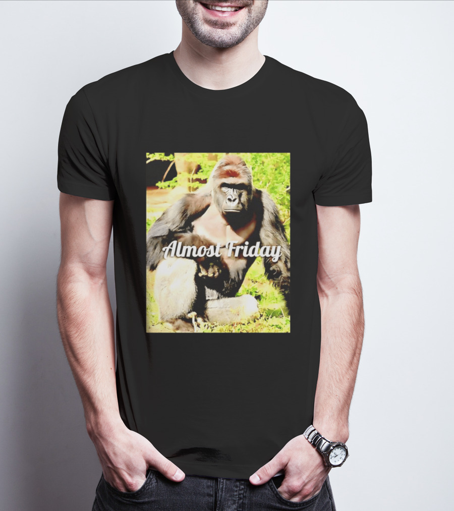 Almost Friday Gorilla Relaxing In Nature T-Shirt