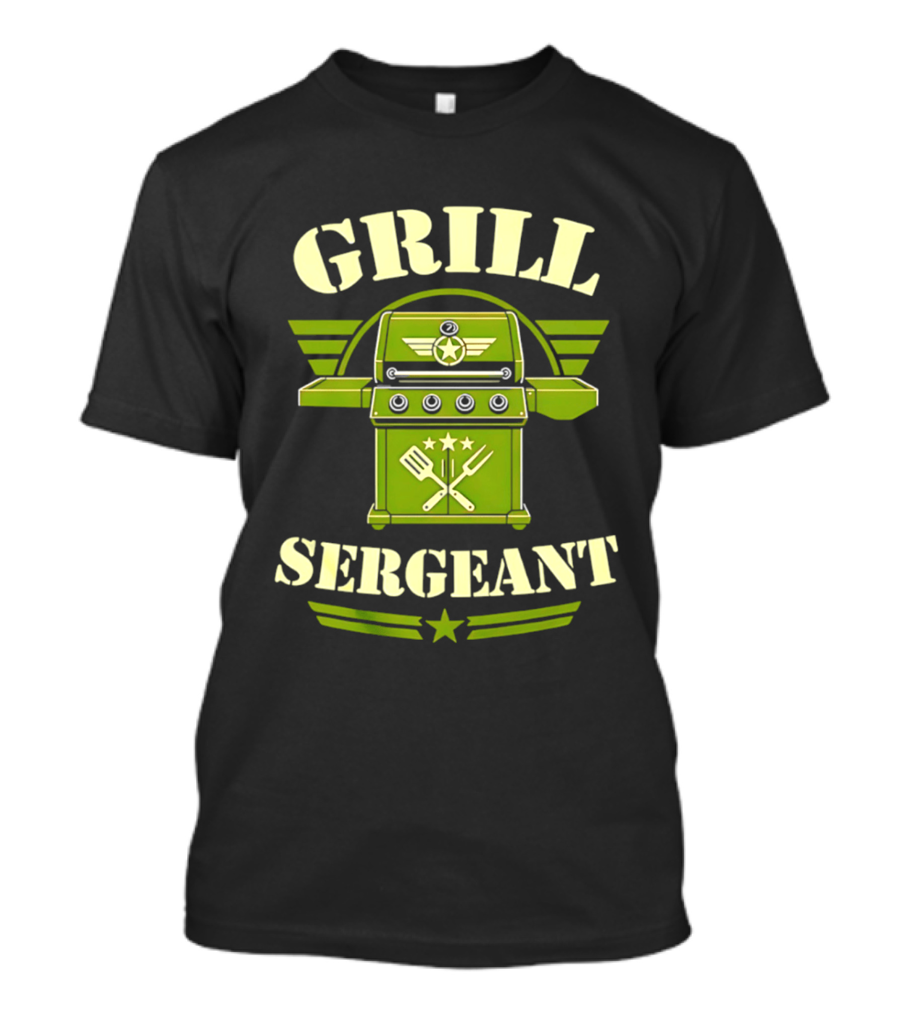 Grill Sergeant Military Style Barbecue Theme With Star Emblem And Utensils T-Shirt