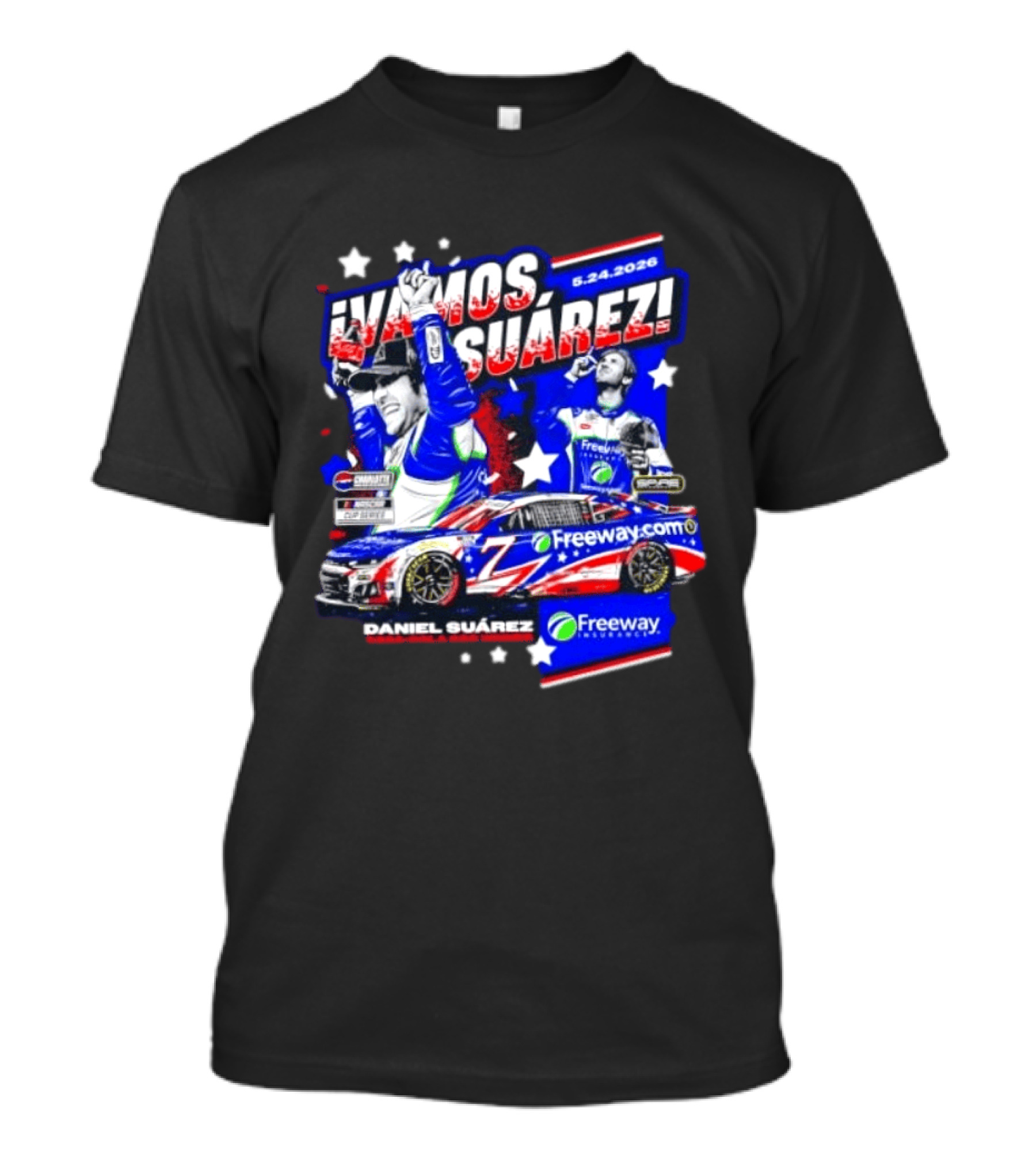 ¡Vamos Suárez! 5.24.2026 Freeway.com Freeway Insurance Daniel Suárez Racing Victory Celebration T-Shirt